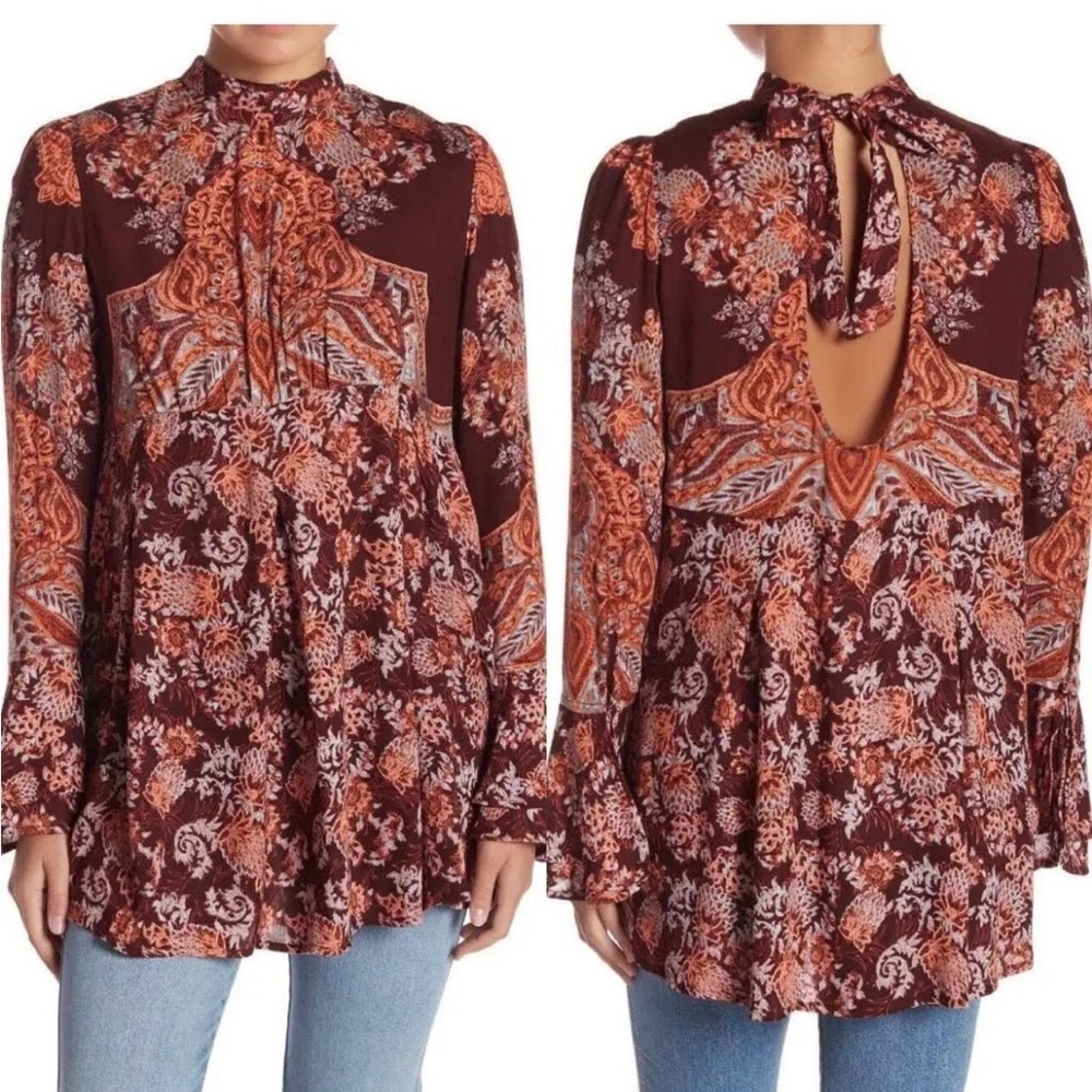 Free People Women's Small Luck
Tunic Red Floral Paisley Boho Hippie Top SM Boho